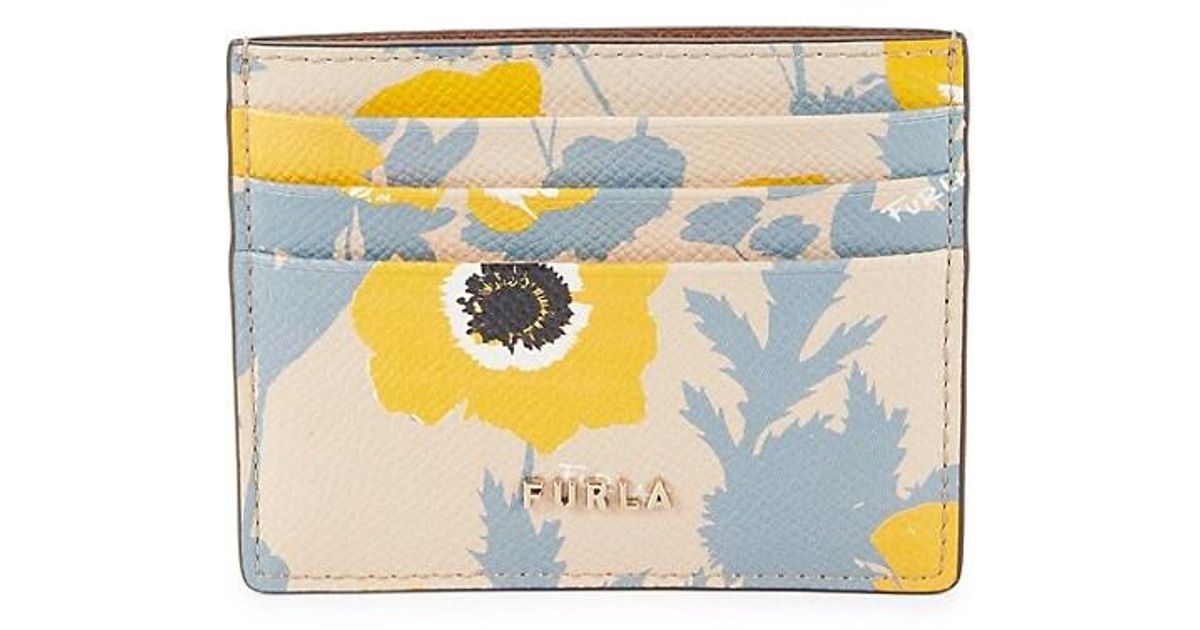 Furla Floral Leather Card Holder in Yellow Lyst
