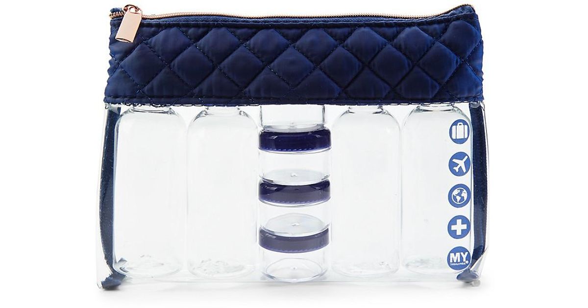 MYTAGALONGS Coco Quilted Pouch & Travel Container Set in Blue Lyst