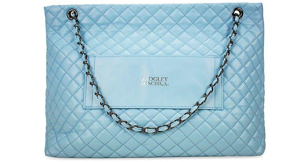 Badgley Mischka Diana Vegan Leather Weekender Tote in Blue Lyst