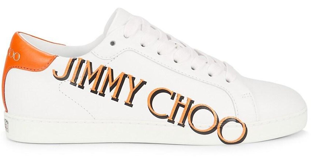 Jimmy Choo Kai Logo-Print Leather Low-Top Sneakers in White