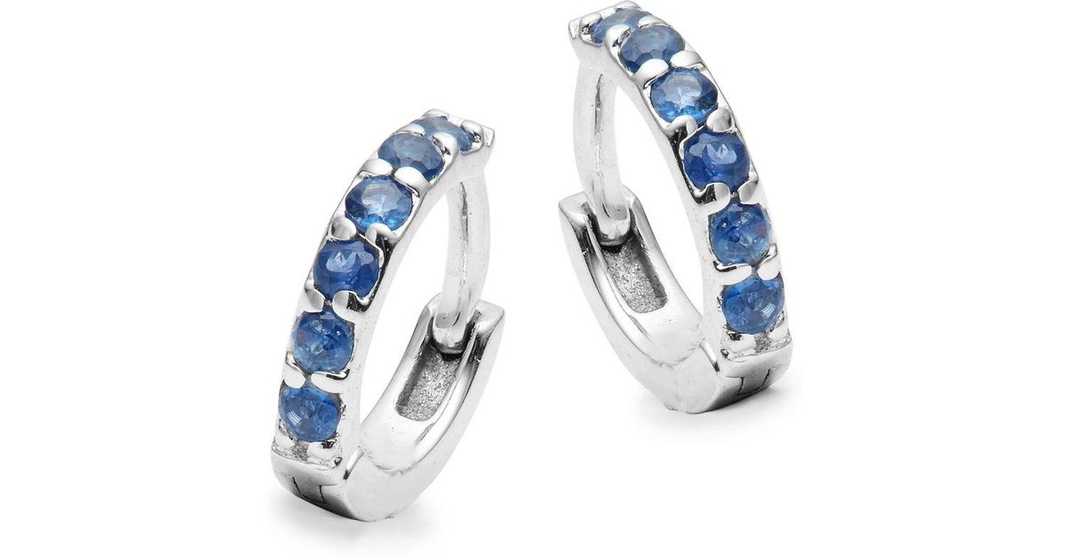 blue sapphire huggie earrings