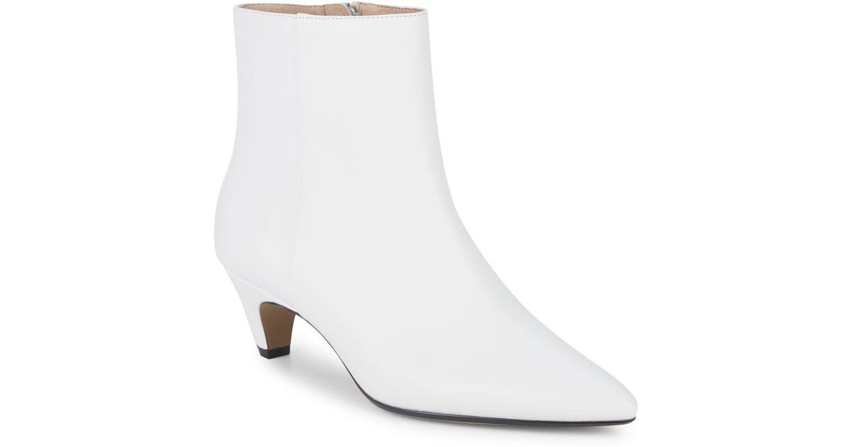 white kitten heel bootie