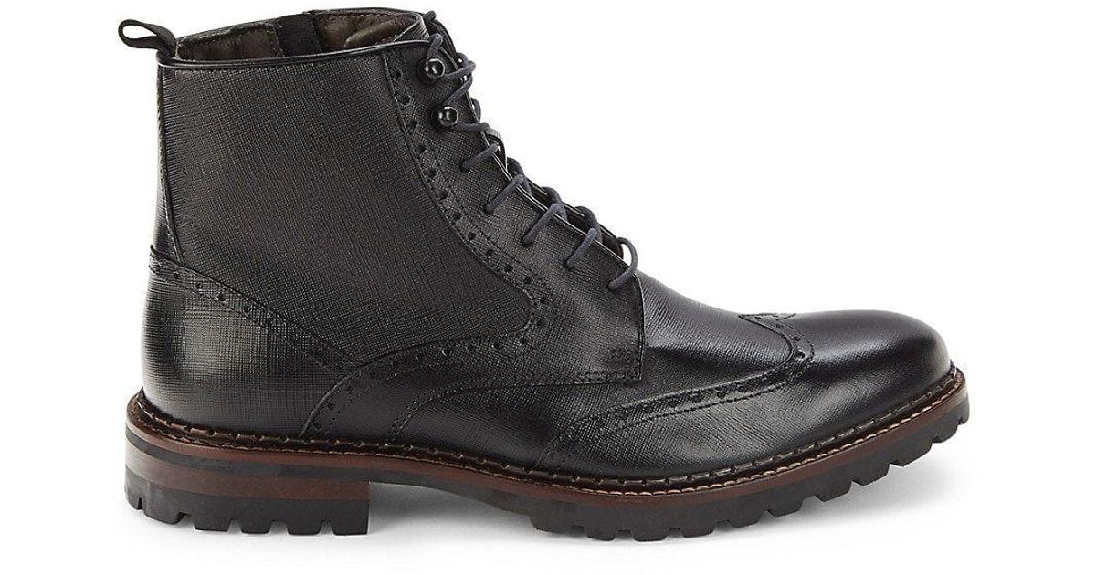 Johnston & Murphy Garrison Brogue Leather Boots in Black for Men Lyst