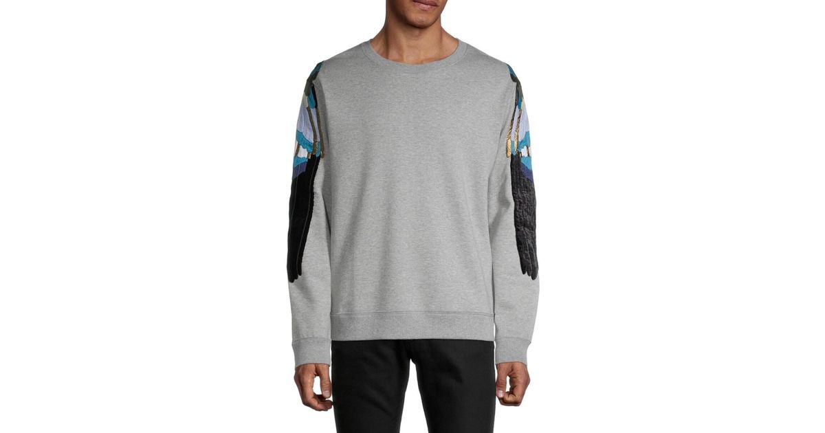 Valentino Embroidered Wings Sweatshirt in Gray for Men | Lyst