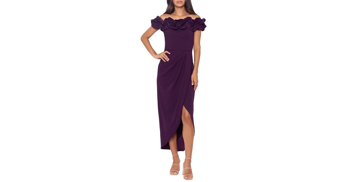 Xscape Ruffle Off Shoulder Wrap Dress in Purple Lyst