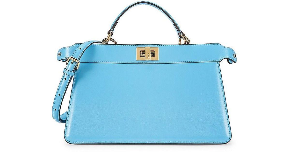Fendi Leather Top Handle Bag in Blue Lyst