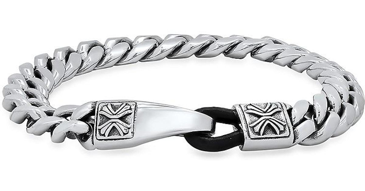 Anthony Jacobs Stainless Steel Cuban Link Bracelet in Natural for Men