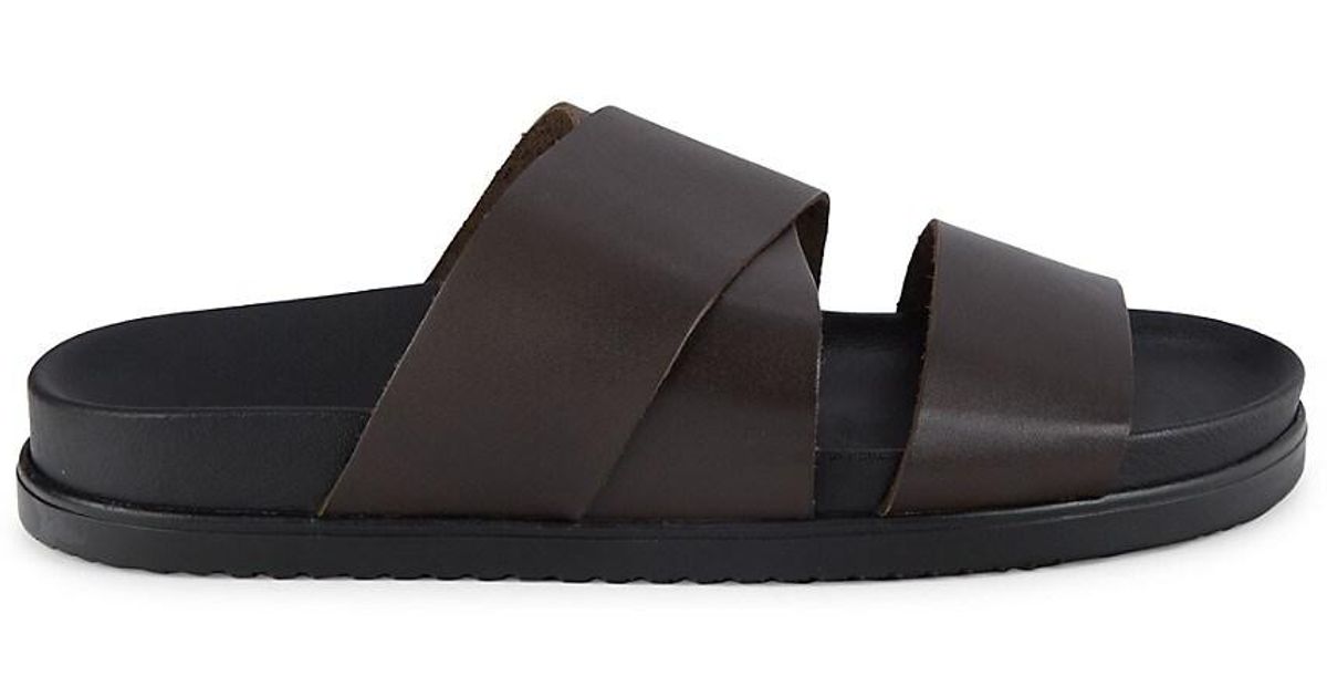 Bruno Magli Sicily Leather Crossover Sandals in Black for Men | Lyst UK