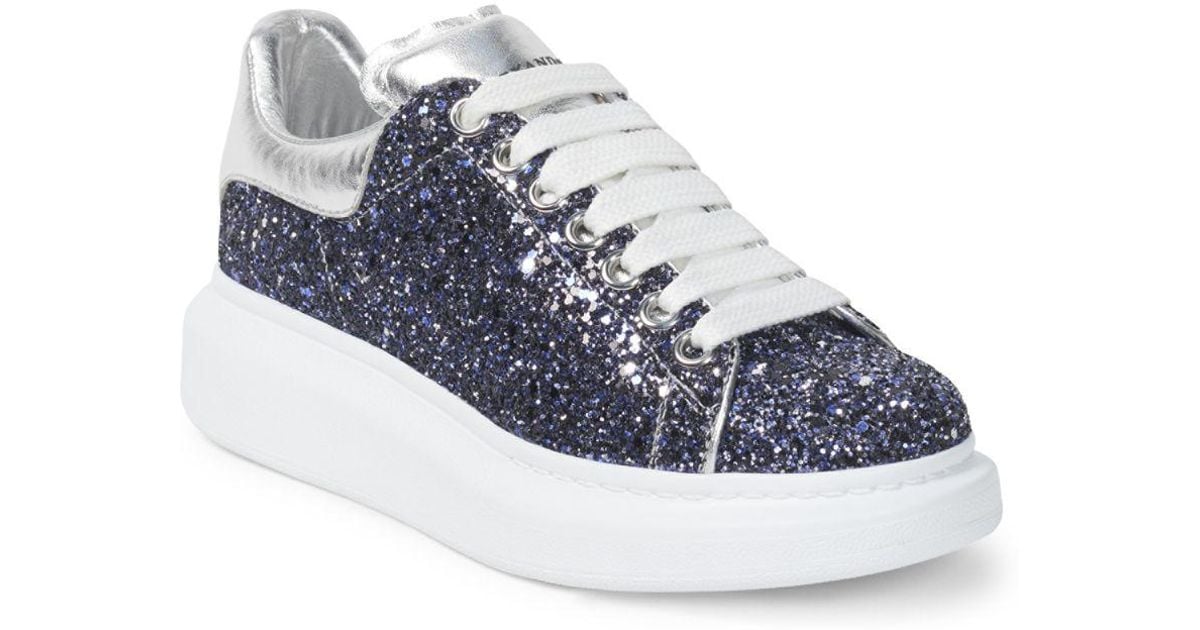 blue glitter alexander mcqueen sneakers