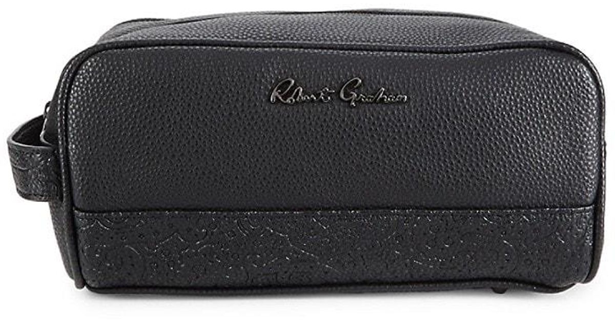 Robert Graham Faux Leather Toiletry Bag in Black for Men | Lyst