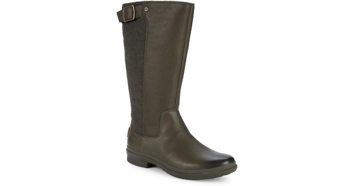 ugg australia janina leather & textile rain boots
