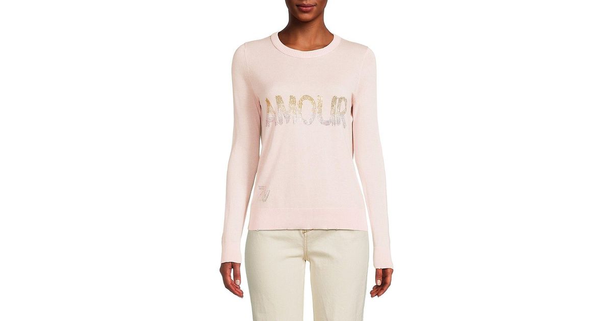 Zadig & Voltaire Miss Amour Crewneck Sweater in White | Lyst