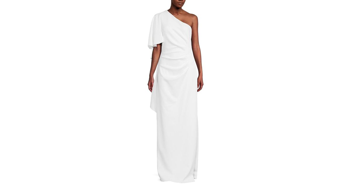 Black Halo Odella One Shoulder Draped Gown in White | Lyst UK