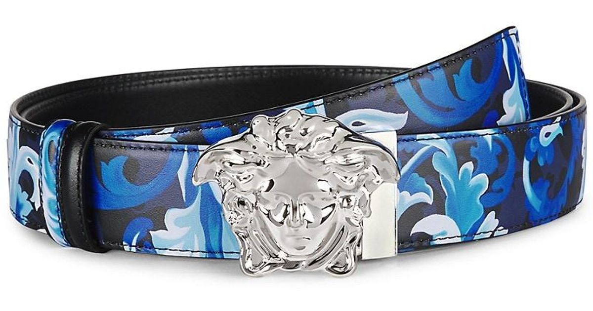 Versace White Reversible Medusa Newspaper Print Leather Belt