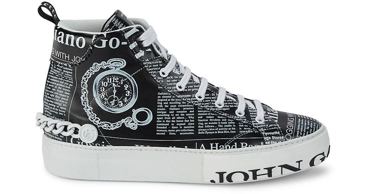 John Galliano Gazette Leather High-top Sneakers in Black for Men | Lyst