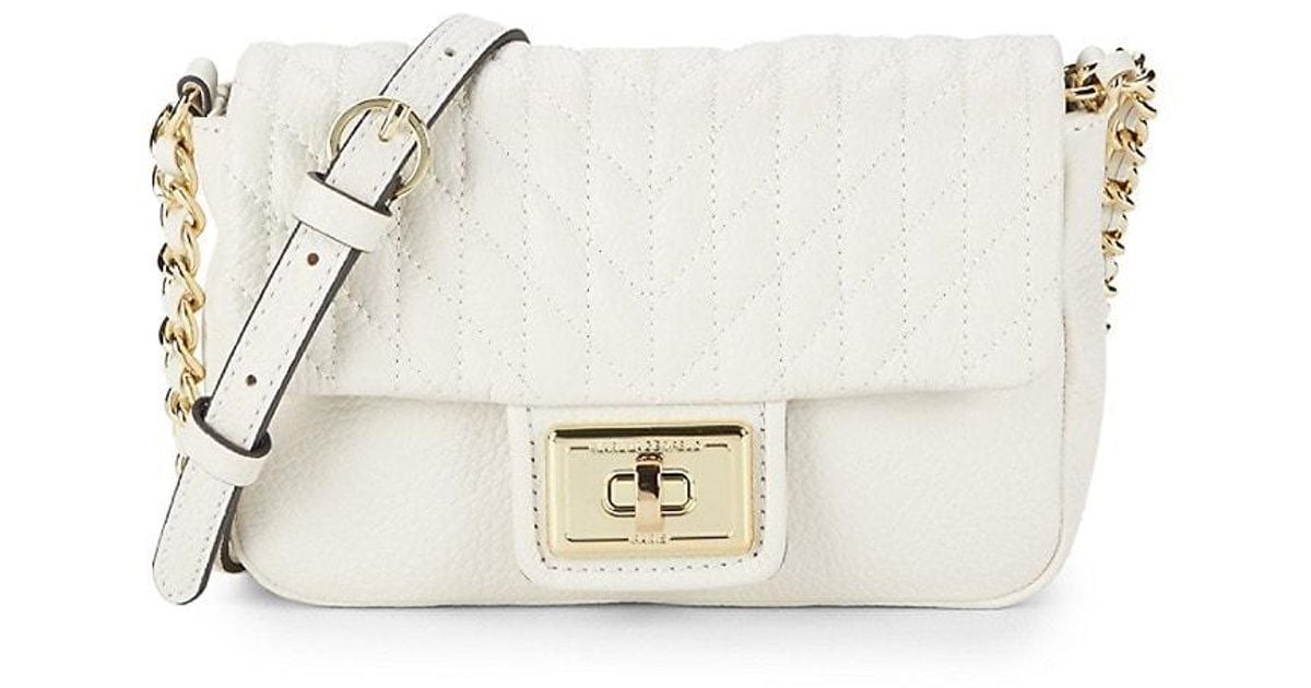 Karl Lagerfeld Mini Agyness Leather Crossbody Bag in White Lyst