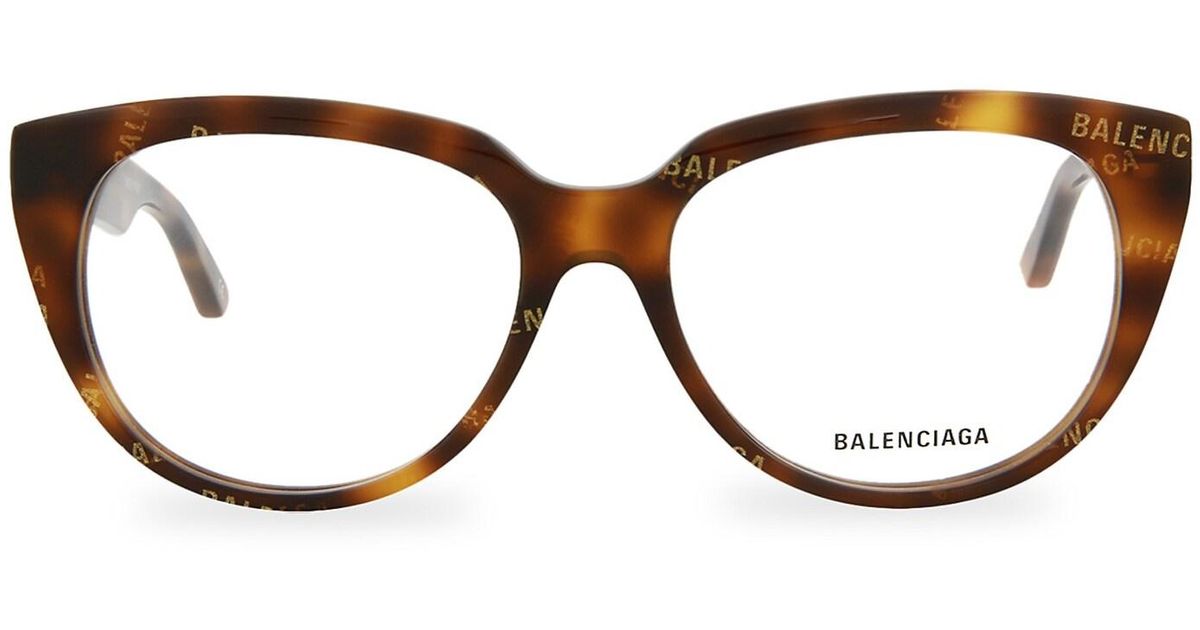 Balenciaga 53mm Round Cat Eye Eyeglasses in Brown Lyst