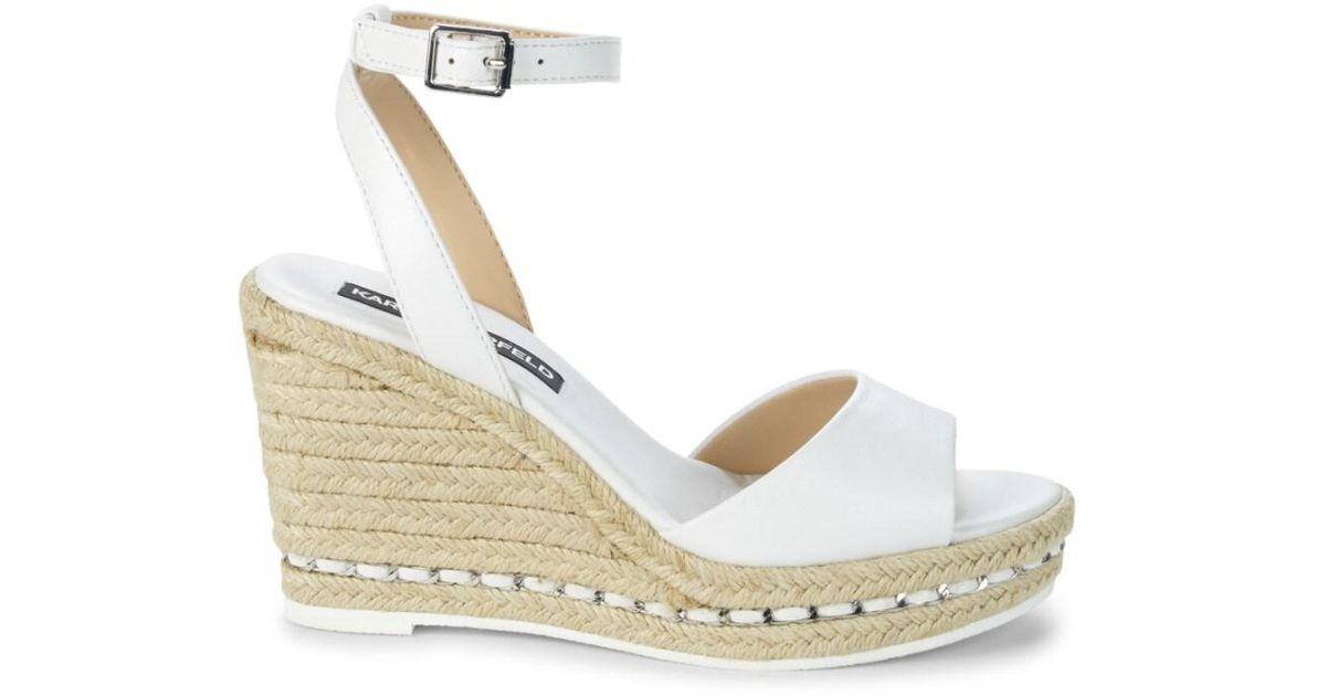 karl lagerfeld paris carin leather espadrille wedge sandals