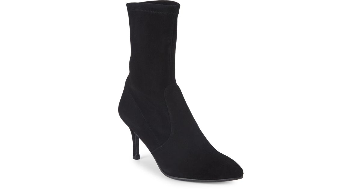 stuart weitzman snug suede kitten heel booties