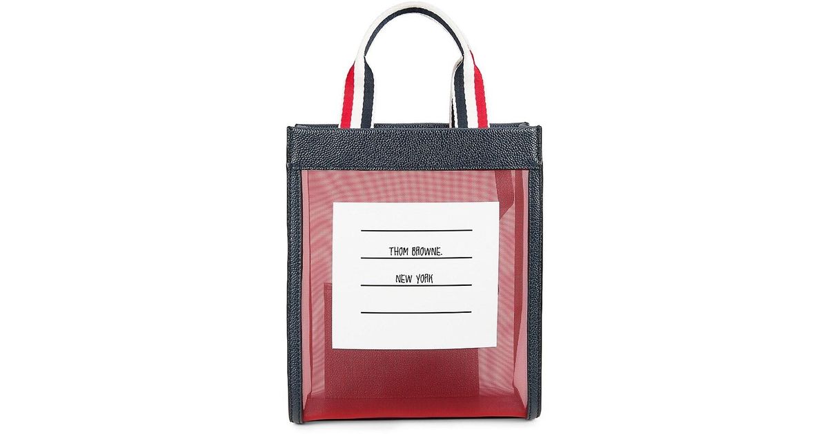 Thom Browne Mesh Tote Bag in Red | Lyst