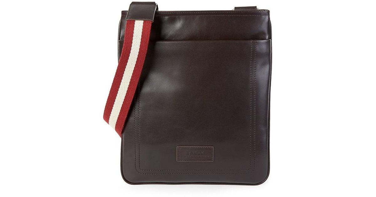 Bally Terino Stripe-strap Leather Crossbody Bag in Brown for Men | Lyst
