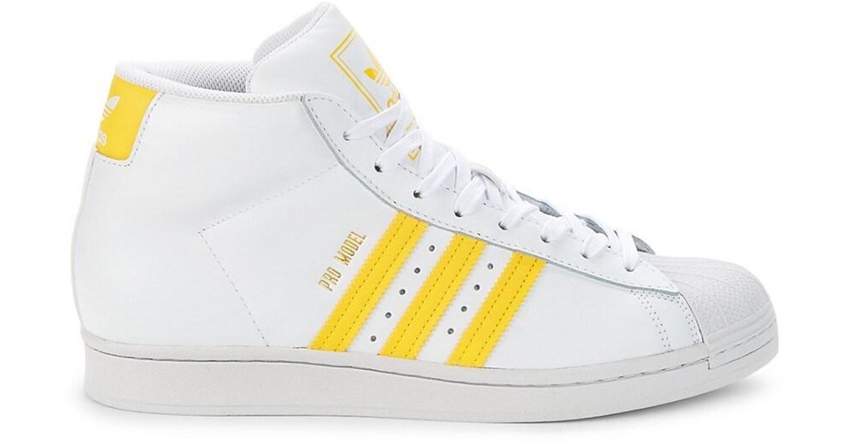 adidas Pro Model Leather High-top Leather Sneakers in White | Lyst