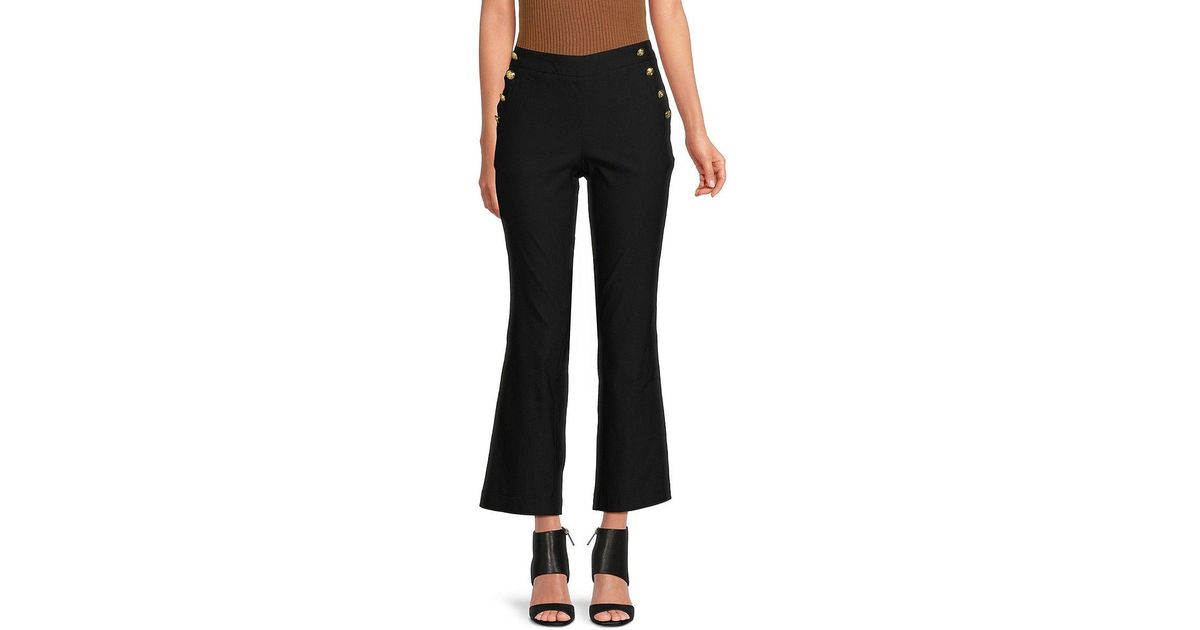 Nanette Lepore Button Ankle Flare Pants in Black | Lyst