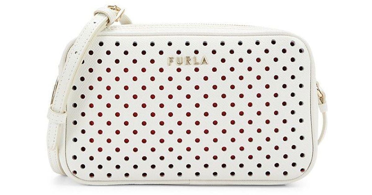 Furla Cutout Leather Camera Crossbody Bag in White Lyst