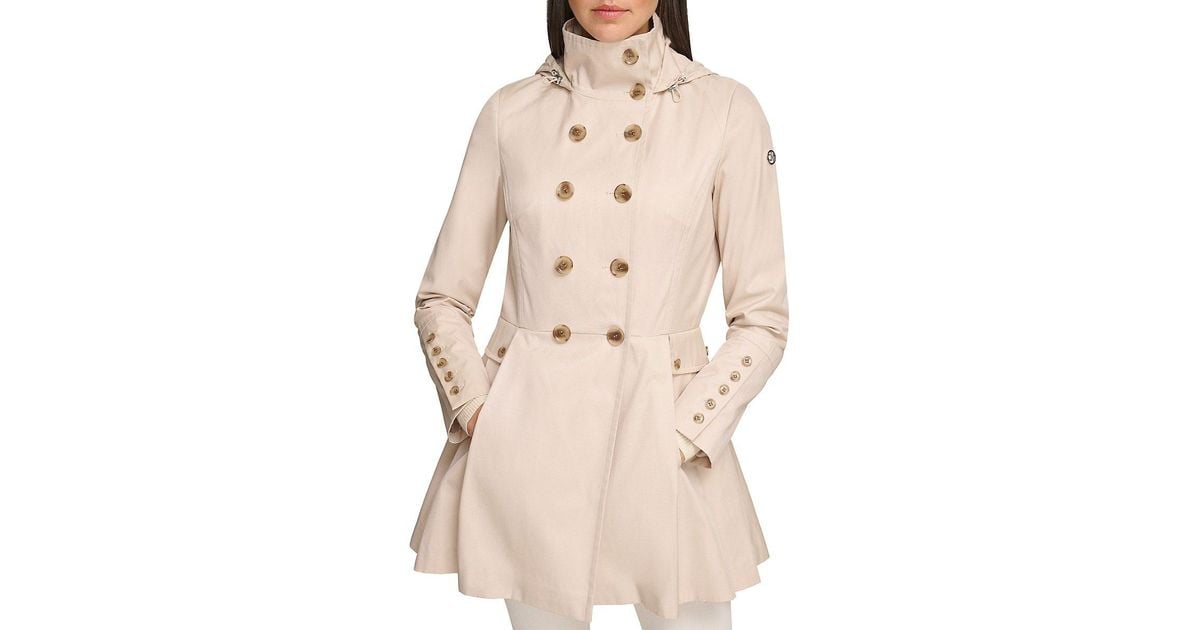 Calvin Klein Tailored Fit Double Breasted Skirted Trench Coat in Natural Lyst