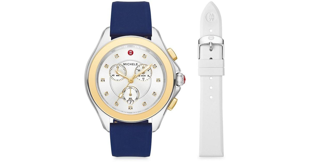 Michele cape topaz deals watch with silicone strap