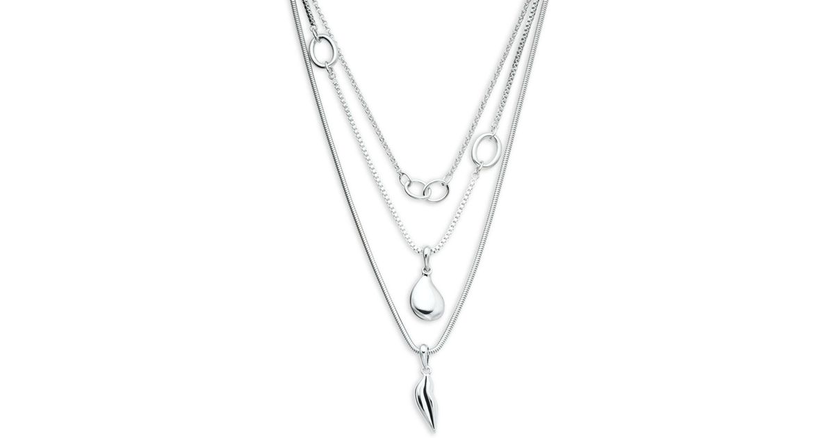 silver triple layer necklace
