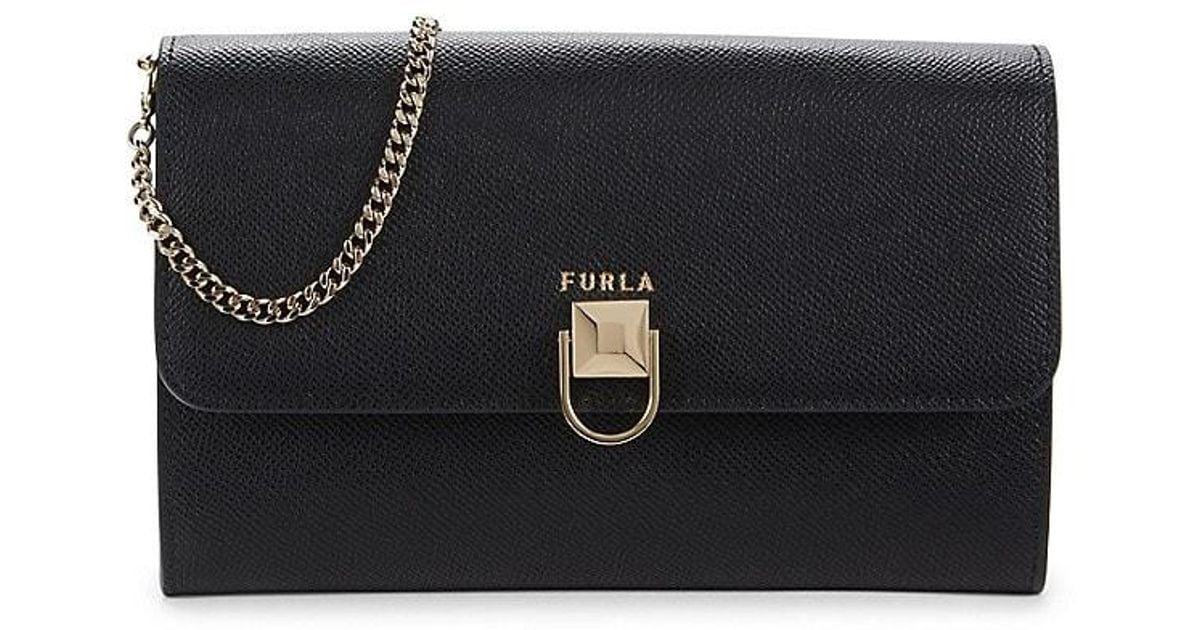 Furla Circle Xl Leather Chain Crossbody Bag in Black Lyst Australia