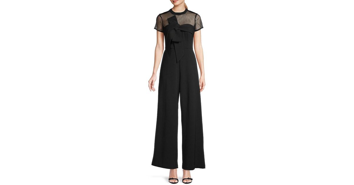 JS Collections Illusionneck Crepe Jumpsuit in Black Lyst