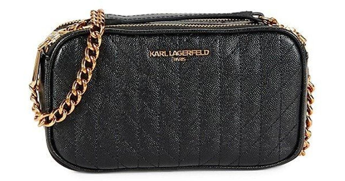 Karl Lagerfeld Karolina Leather Quilted Shoulder Bag in Black Lyst