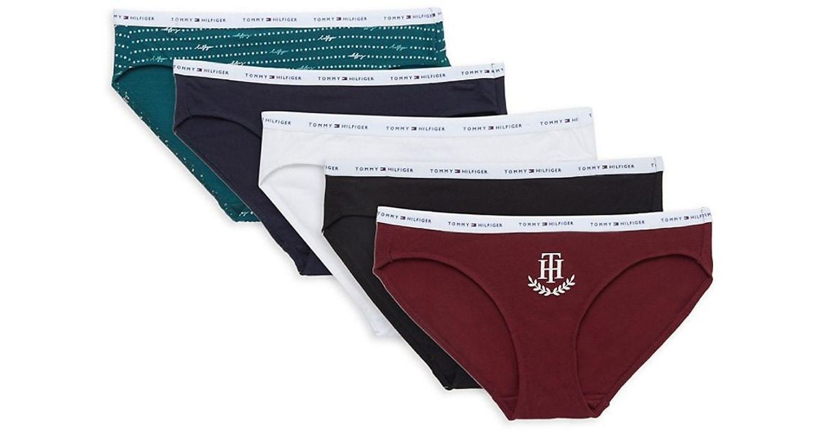 Tommy Hilfiger Cotton 5pack Logo Band Bikini Panties in Blue Lyst UK