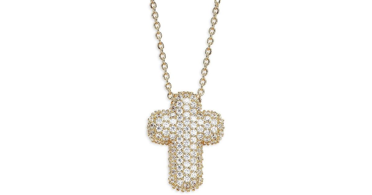 Adriana Orsini 18k Goldplated & Cubic Zirconia Puffy Cross Pendant ...