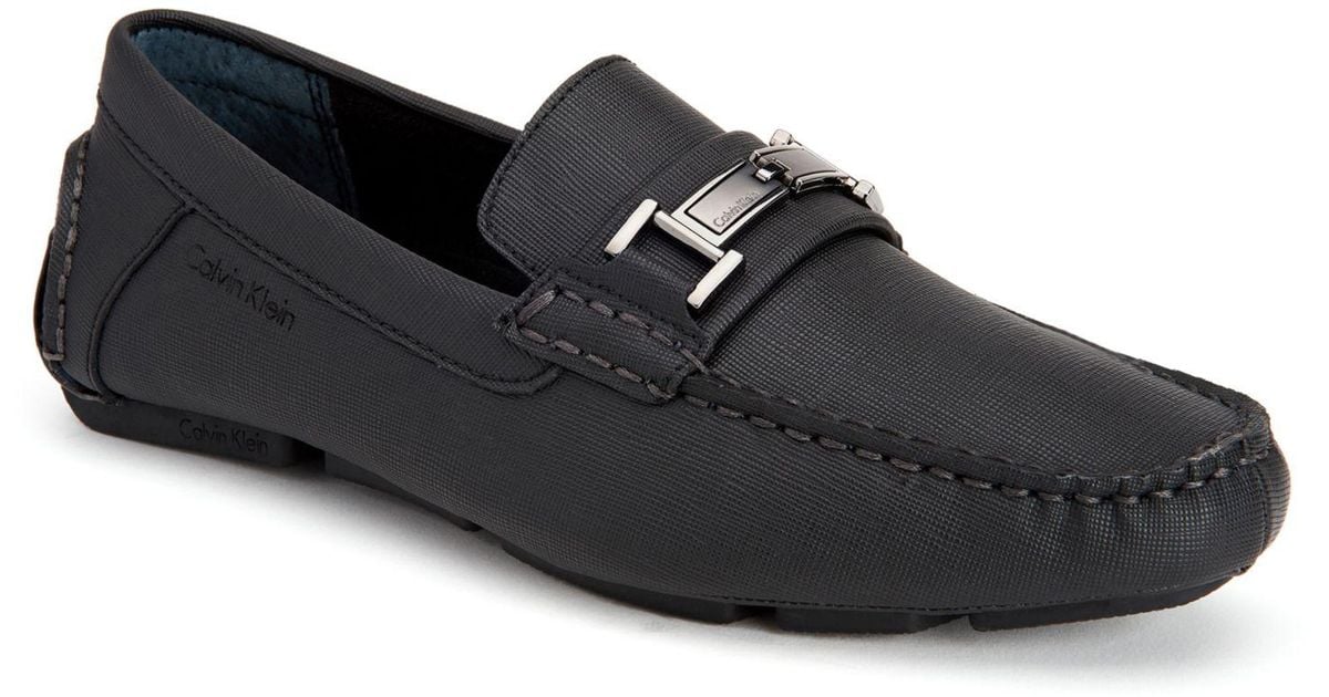 Calvin Klein Magnus Leather Bit Driver Shoes in Black for Men | Lyst