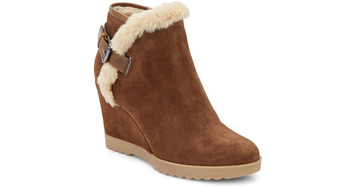fur lined wedge boots