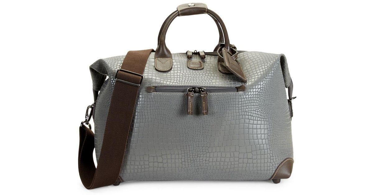 Bric's My Safari Crocodileembossed Leather Duffle Bag in Smoke (Black