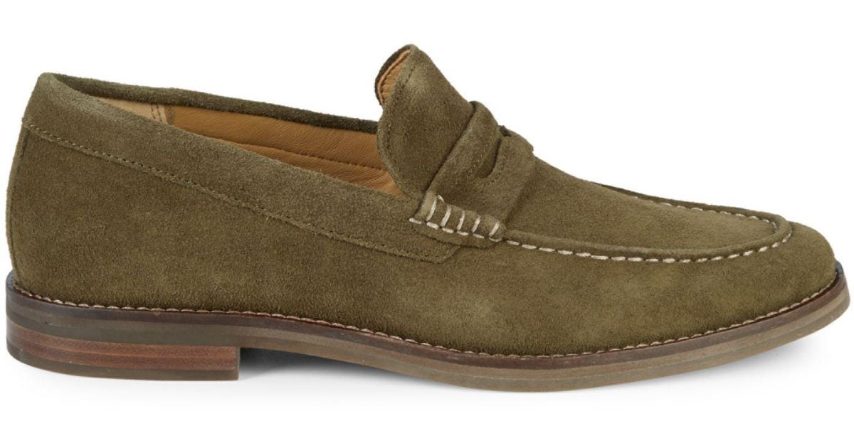 Sperry Top-Sider Suede Penny Loafers in Olive (Green) for Men - Save 65 ...