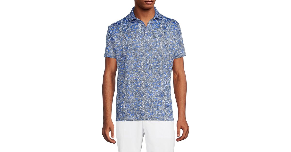Tailorbyrd Paisley Golf Polo in Blue for Men | Lyst