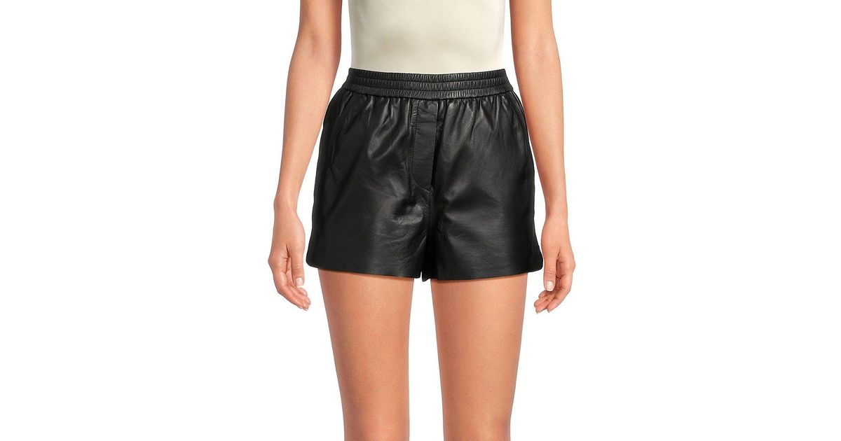 Maje Icono Faux Leather Shorts in Black | Lyst
