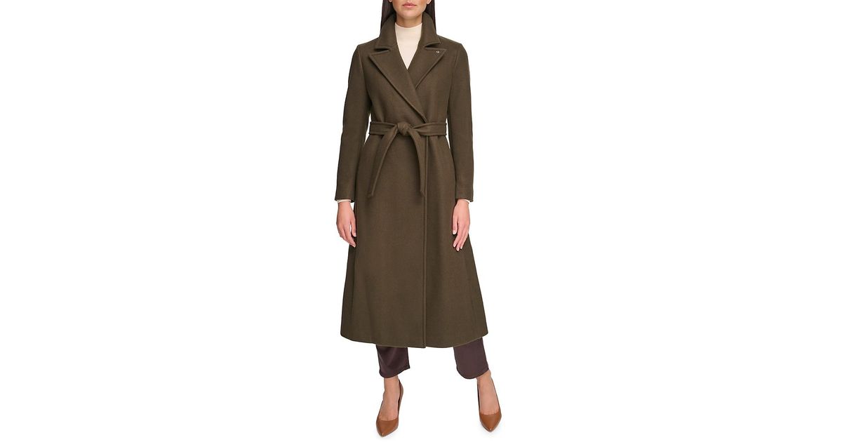 Calvin klein belted wrap coat hotsell