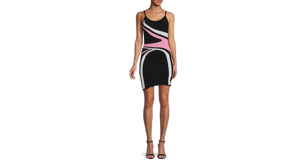 Victor Glemaud Abstract Knit Mini Bodycon Dress in Black | Lyst