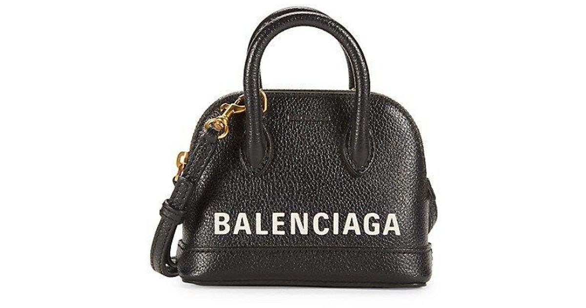 Balenciaga Mini Ville Logo Top Handle Bag in Black | Lyst