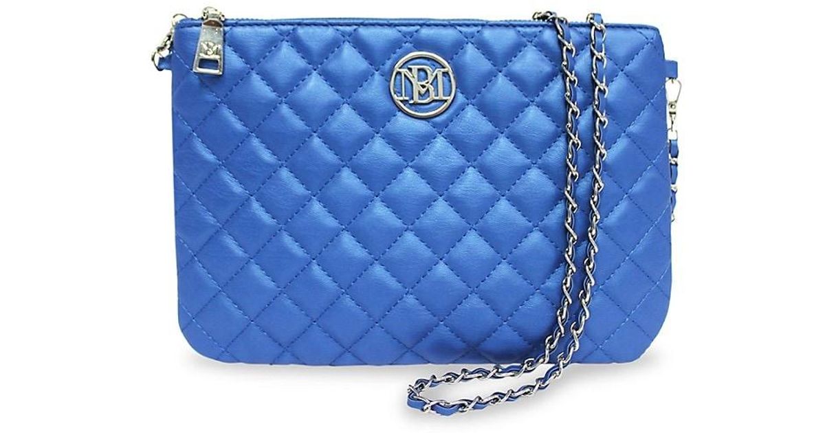 Badgley Mischka Quilted Chain Crossbody Bag in Blue Lyst