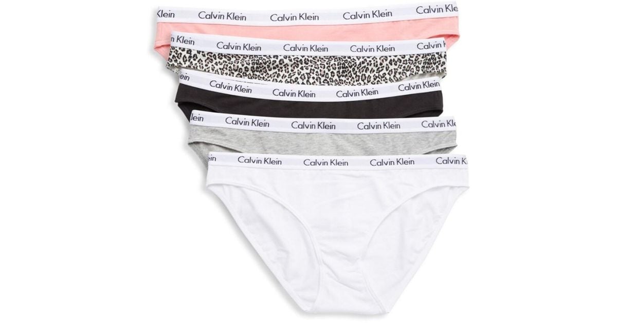 Calvin Klein 5-pack Leopard-print Bikini Panties in Pink | Lyst