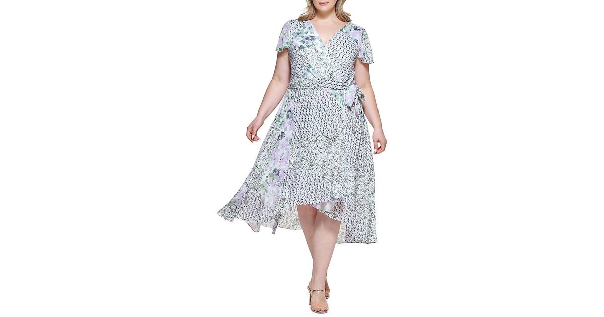 DKNY Plus Flutter Sleeve Wrap Dress Lyst Canada