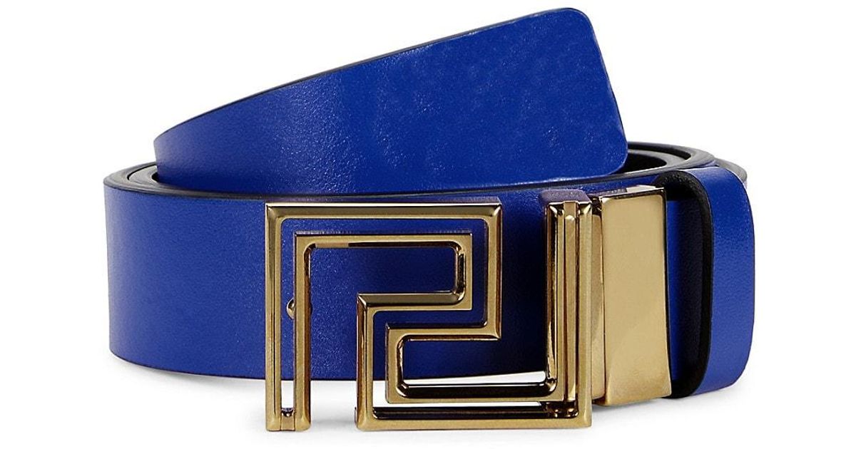 Versace Leather Reversible Belt in Blue for Men | Lyst UK