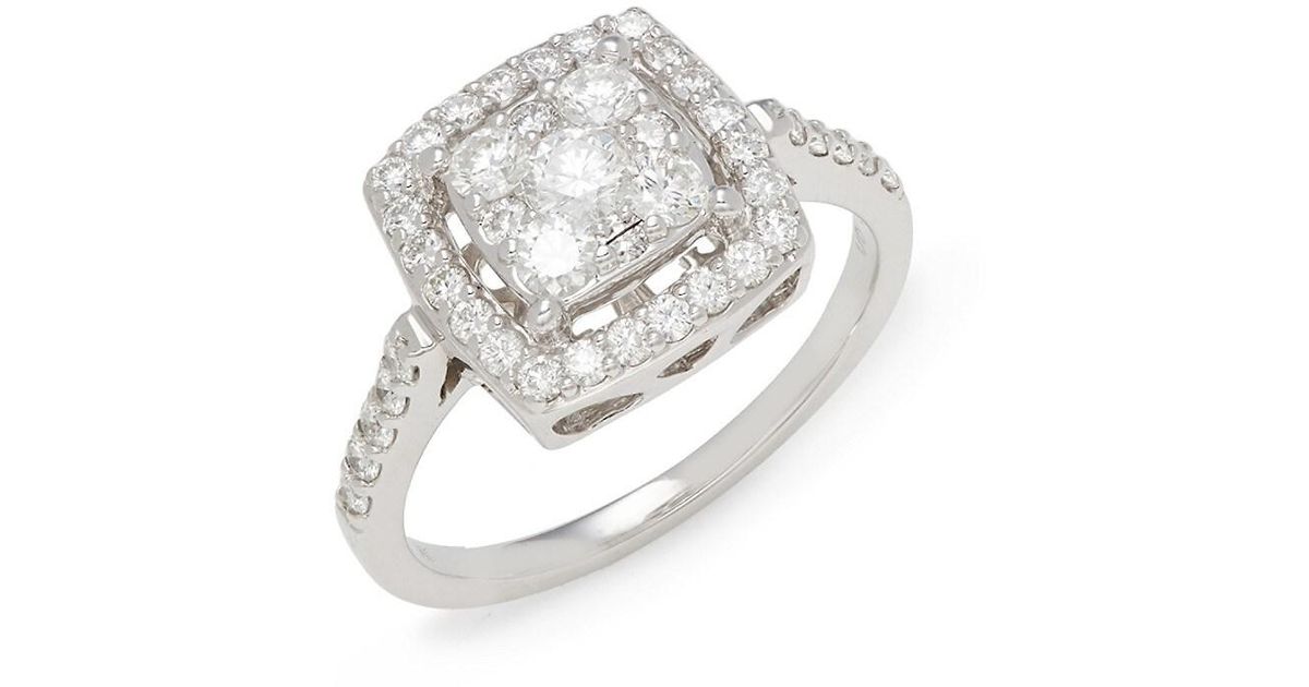Saks Fifth Avenue 14k White Gold & 1.0 Tcw Diamond Halo Ring in